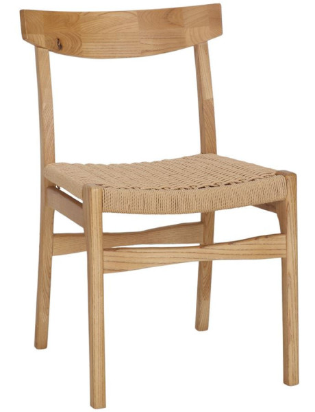 Chaise bois d’orme naturel assise tressée 50x56x81 cm Ribe