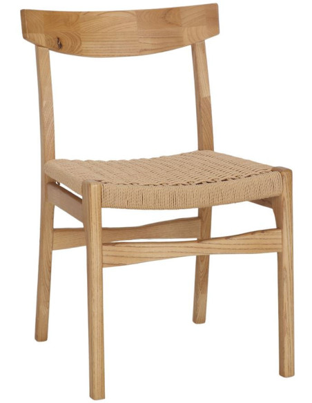Chaise bois d’orme naturel assise tressée 50x56x81 cm Ribe