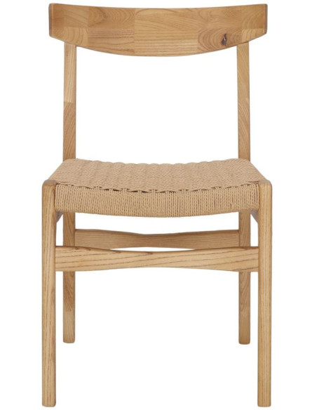Chaise bois d’orme naturel assise tressée 50x56x81 cm Ribe