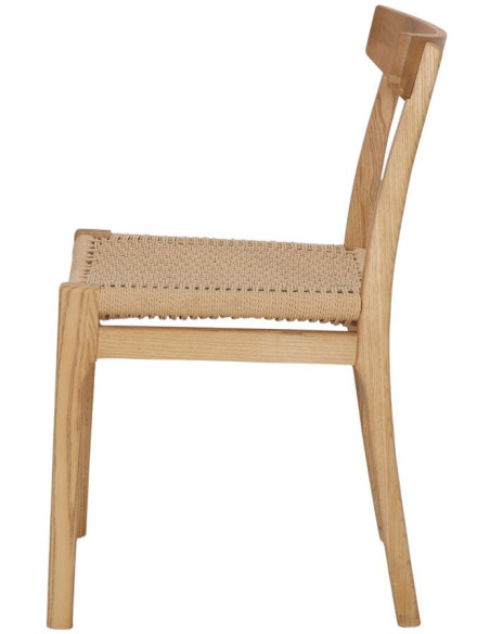 Chaise bois d’orme naturel assise tressée 50x56x81 cm Ribe