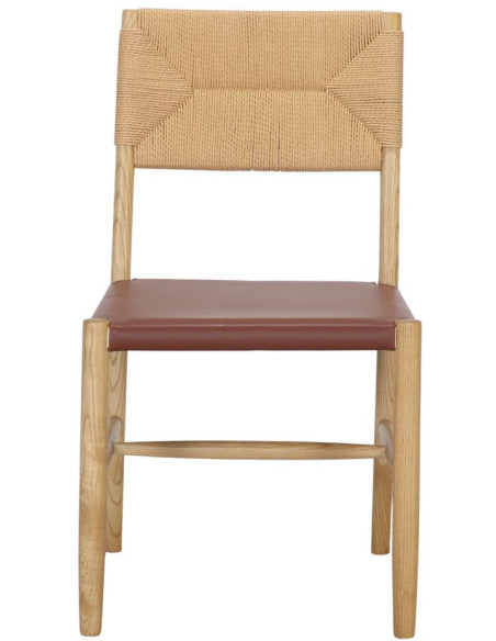 Chaise bois naturel dossier corde assise marron 48x57x86 cm Erice
