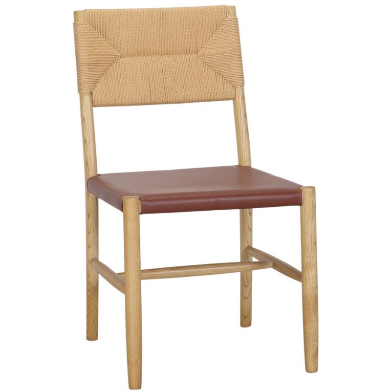 Chaise bois naturel dossier corde...