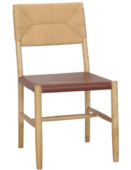 Chaise bois naturel dossier corde assise marron 48x57x86 cm Erice