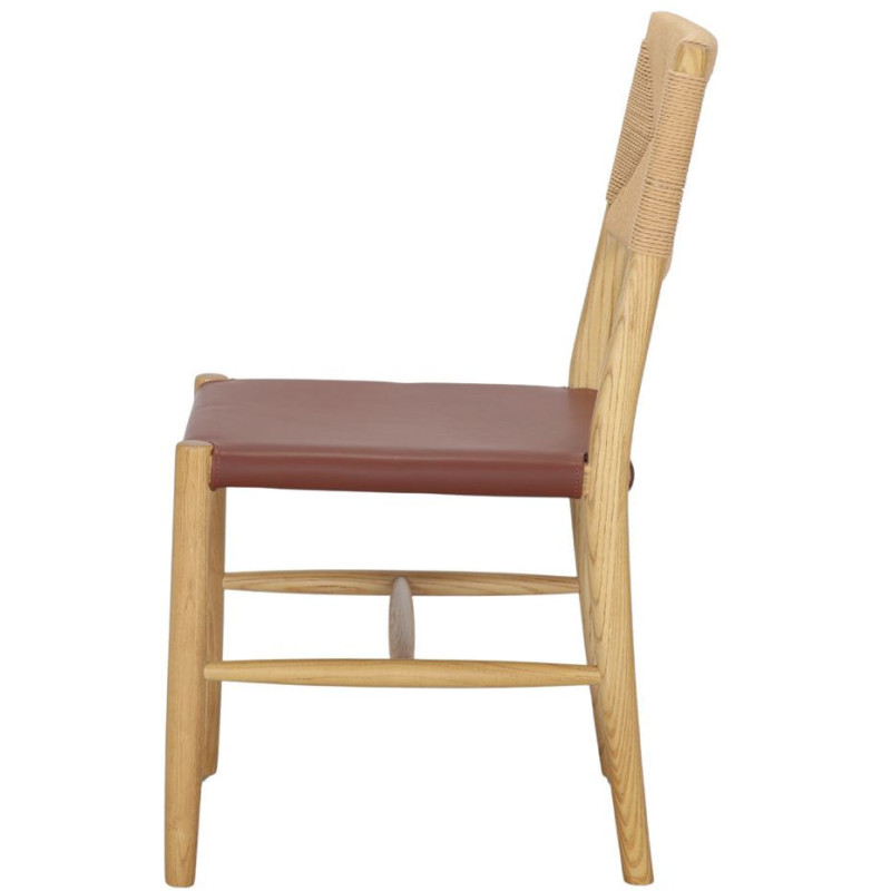 Chaise bois naturel dossier corde...