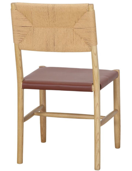 Chaise bois naturel dossier corde assise marron 48x57x86 cm Erice