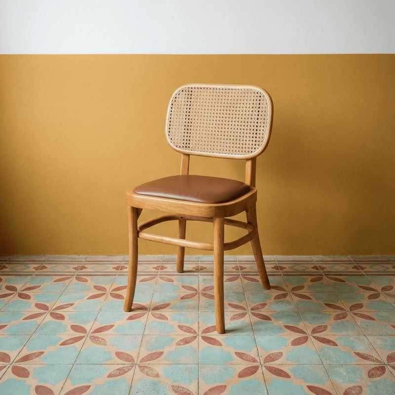 Chaise cannage bois d’orme assise...