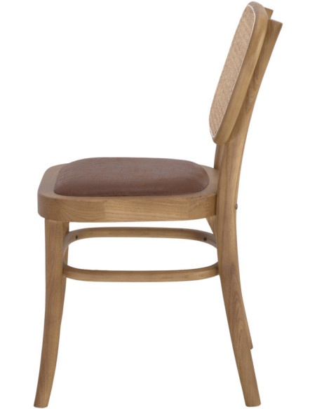 Chaise cannage bois d’orme assise marron 46x50x82 cm Visby