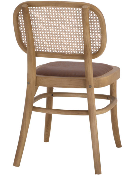 Chaise cannage bois d’orme assise marron 46x50x82 cm Visby