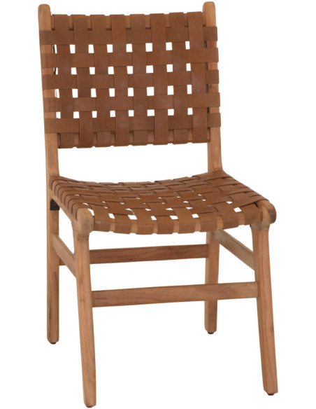 Chaise bois naturel lanières synthétiques marron 59x46x86 cm Ålesund