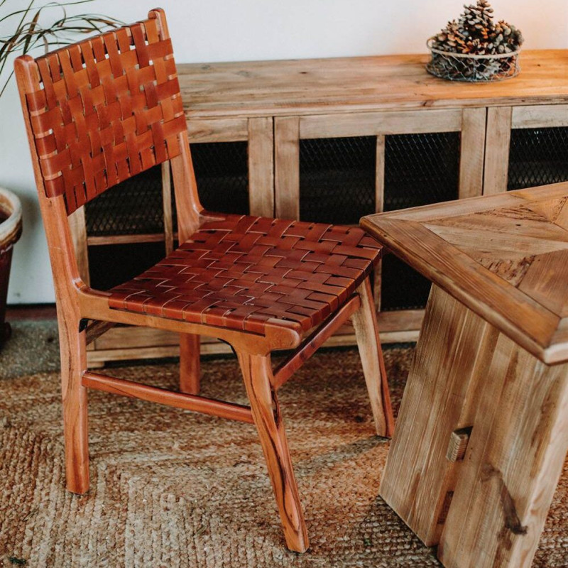 Chaise bois naturel lanières...