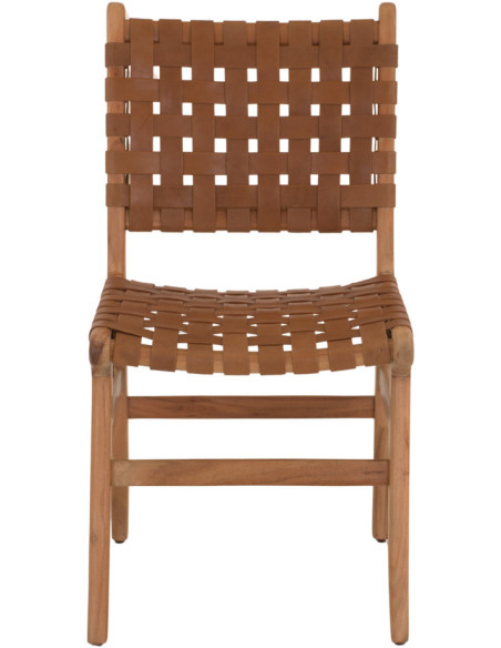 Chaise bois naturel lanières synthétiques marron 59x46x86 cm Ålesund