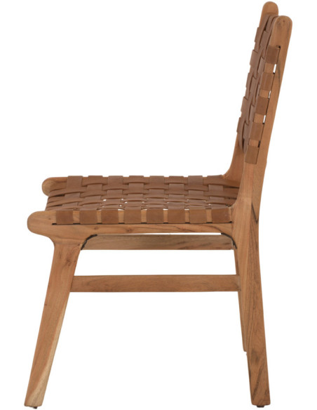 Chaise bois naturel lanières synthétiques marron 59x46x86 cm Ålesund