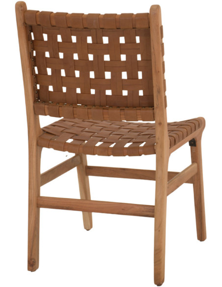 Chaise bois naturel lanières synthétiques marron 59x46x86 cm Ålesund