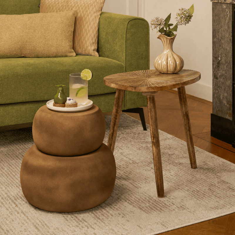 Table d’appoint ronde métal marron...