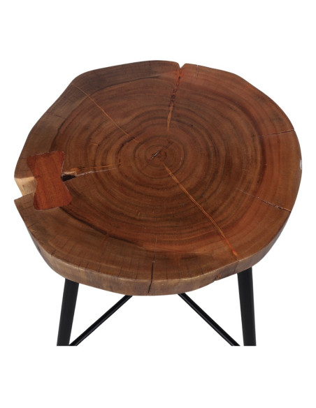 Tabouret bas bois massif métal noir 45 cm Kiruna