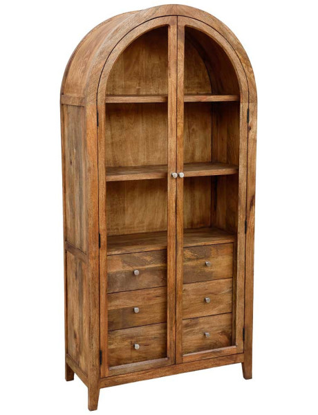 Vitrine bois de manguier marron arche 90x40x190 cm Ostuni