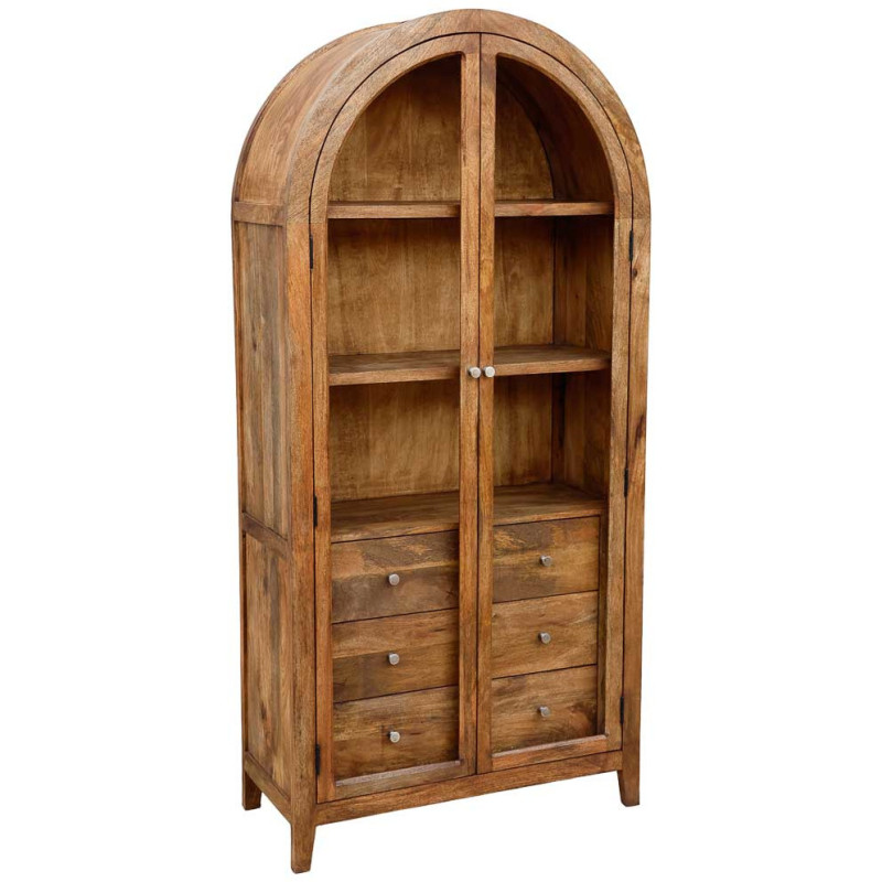 Vitrine bois de manguier marron arche...