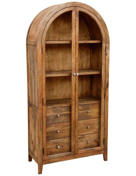 Vitrine arche 2 portes manguier brun 90x40x190 cm Ostuni  - 1