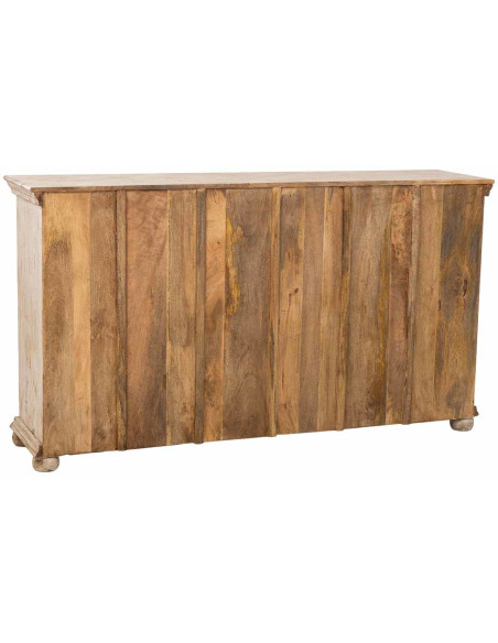 Buffet vitrine bois de manguier beige 180x43x100 cm Karauli
