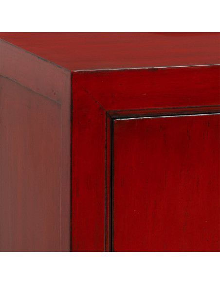 Buffet bas rouge laqué bois d’orme 120x45x71 cm Shaxi