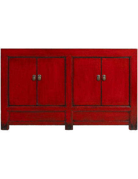 Buffet bas rouge laqué bois d’orme 120x45x71 cm Shaxi