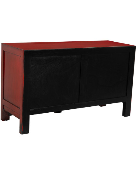 Buffet bas rouge laqué bois d’orme 120x45x71 cm Shaxi