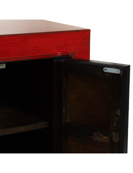 Buffet bas rouge laqué bois d’orme 120x45x71 cm Shaxi