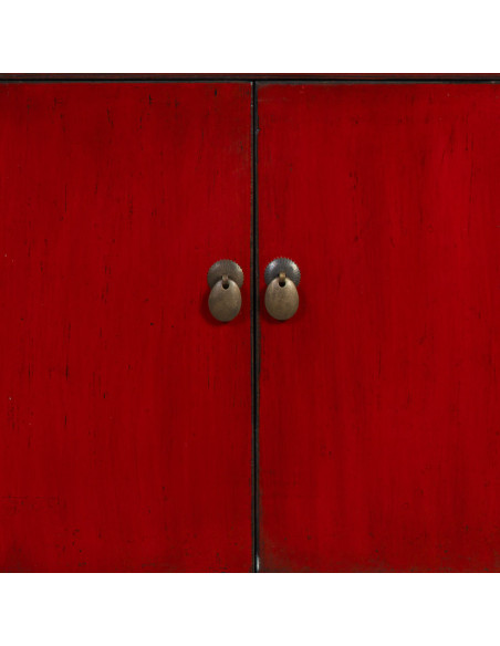 Buffet bas rouge laqué bois d’orme 120x45x71 cm Shaxi