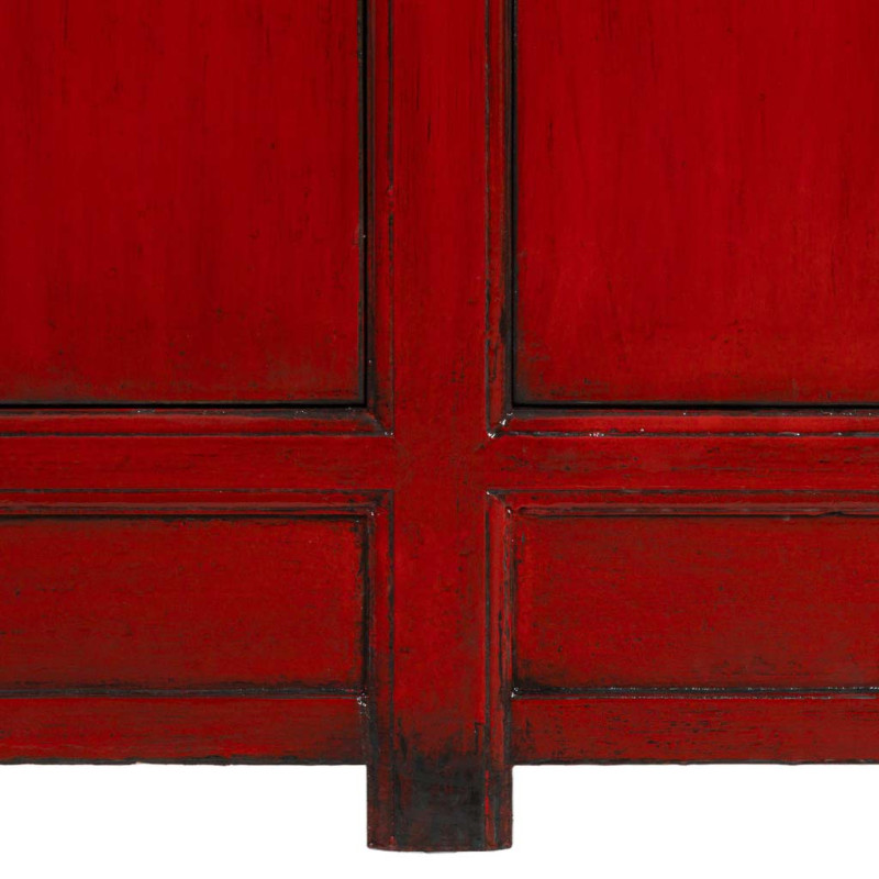 Buffet bas rouge laqué bois d’orme...