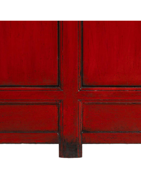 Buffet bas rouge laqué bois d’orme 120x45x71 cm Shaxi