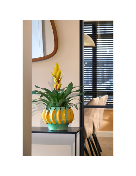 Cache-pot céramique vert bananes 24 cm Caltagirone