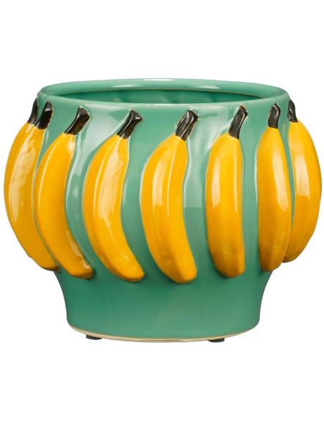 Cache-pot céramique vert bananes 24 cm Caltagirone