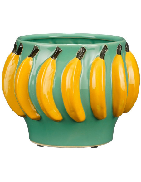 Cache-pot céramique vert bananes 24 cm Caltagirone
