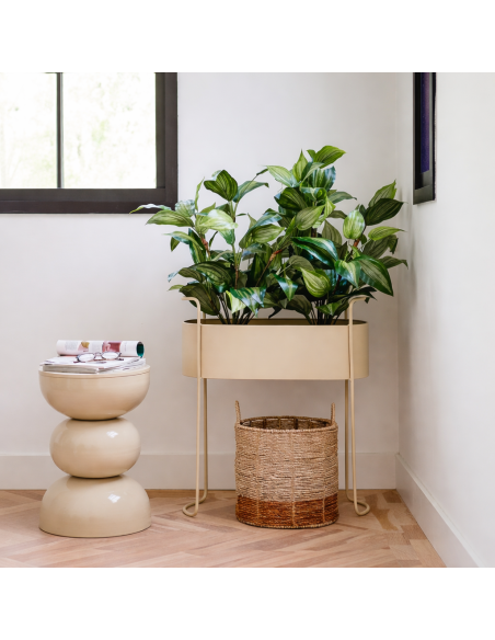 Jardinière sur pied métal beige 55x24x65 cm Carmona