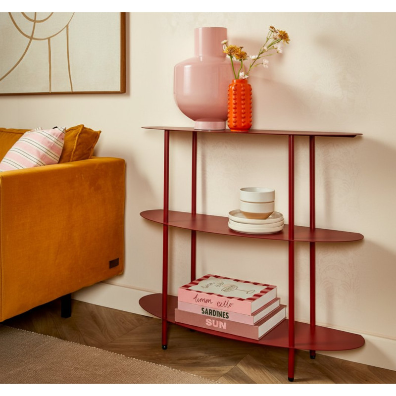 Étagère console métal rouge 3 niveaux...
