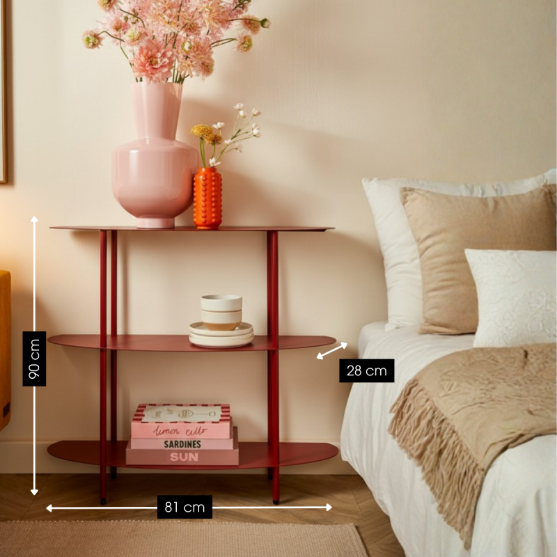 Étagère console métal rouge 3 niveaux...