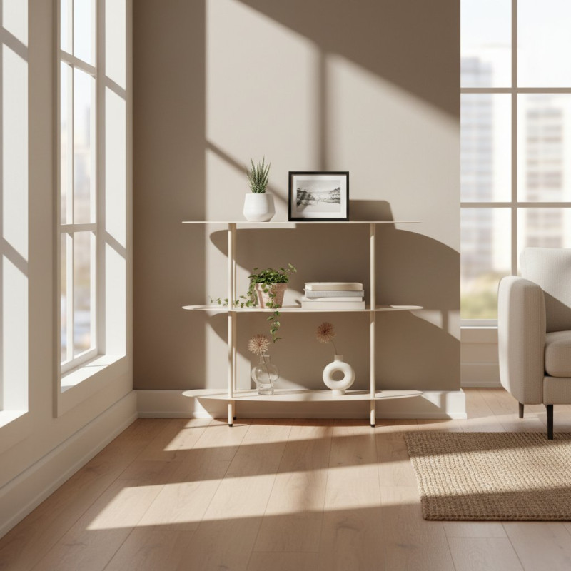 Étagère console métal blanc cassé 3...