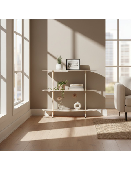 Étagère console métal blanc cassé 3 niveaux 90x28x81 cm Albi