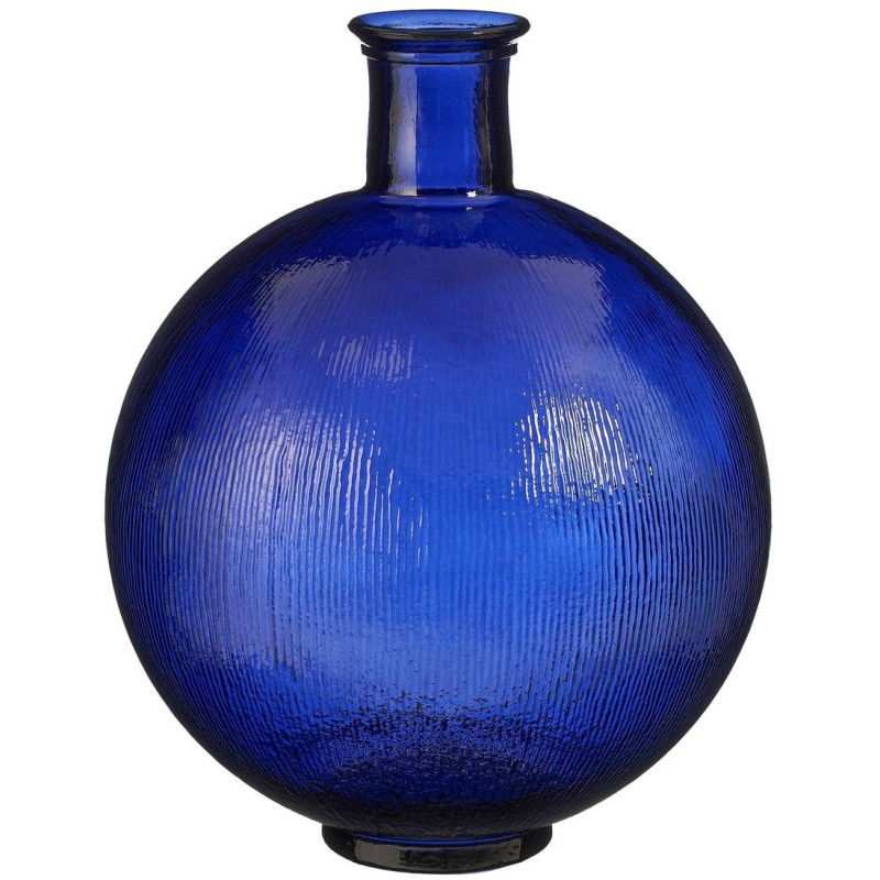 Vase bouteille en verre bleu foncé 42...
