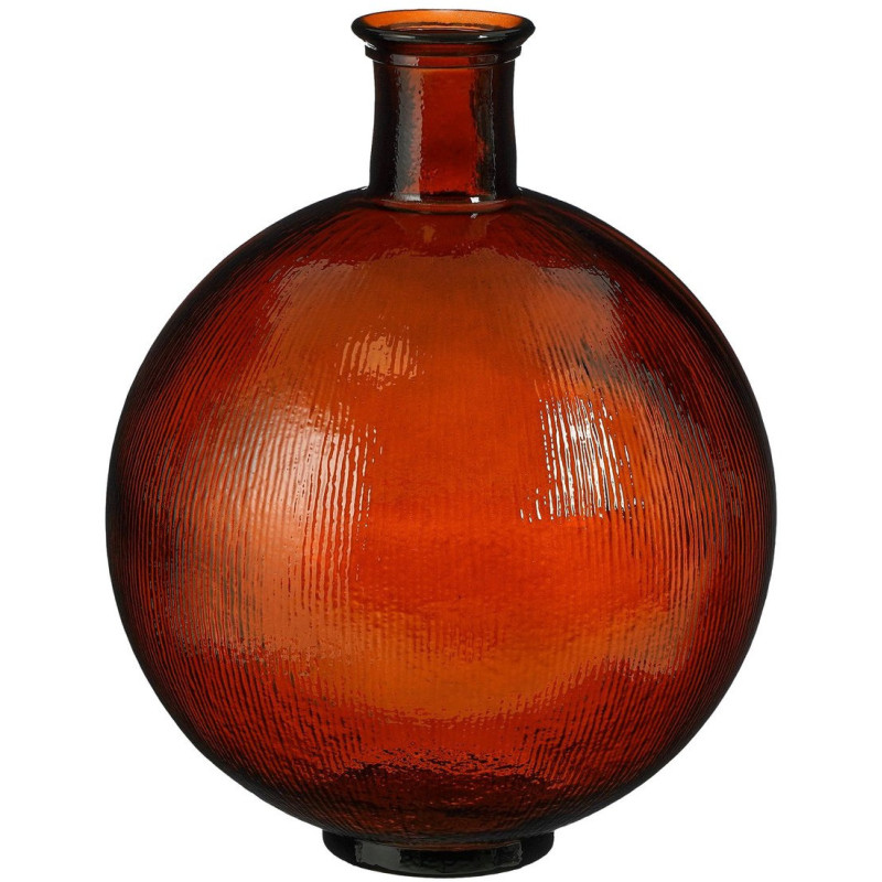 Vase bouteille en verre ambré 42 cm...