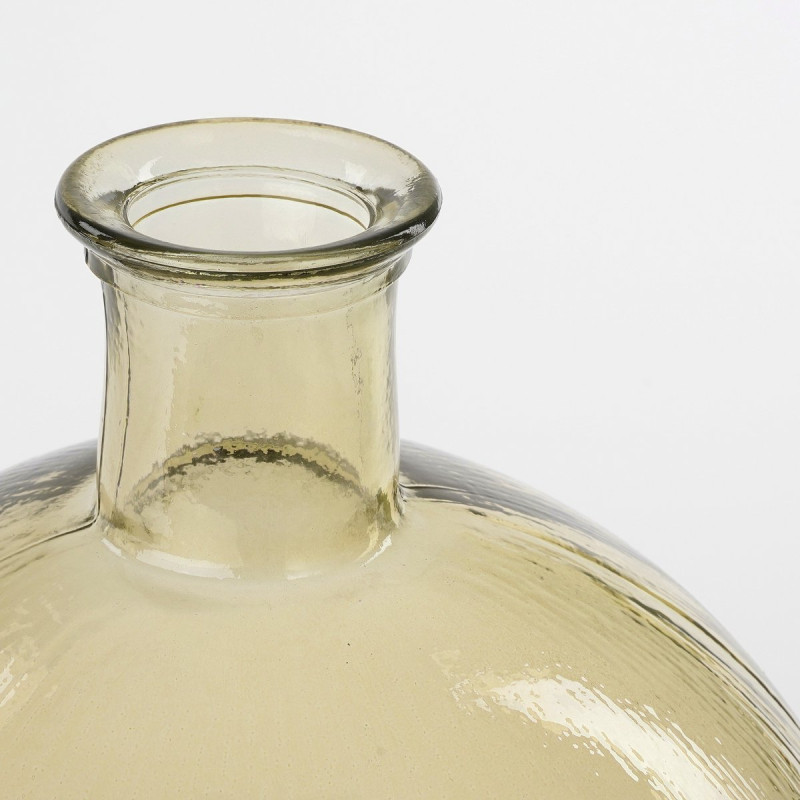 Vase bouteille en verre ambré clair...