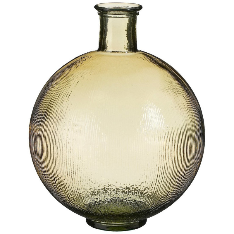 Vase bouteille en verre ambré clair...