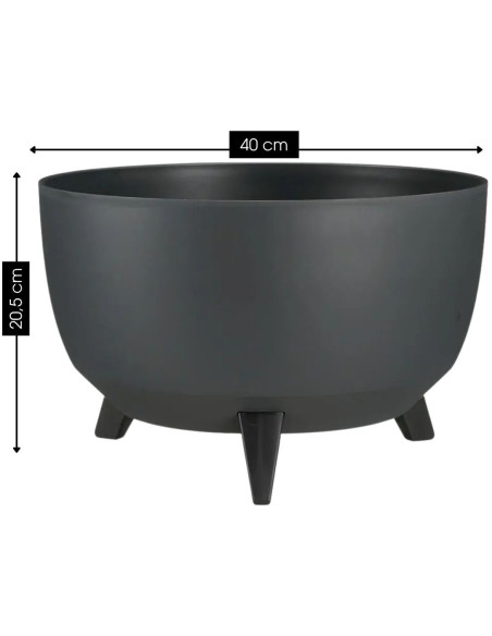 Pot de fleurs extérieur rond anthracite 40 cm Fiesole