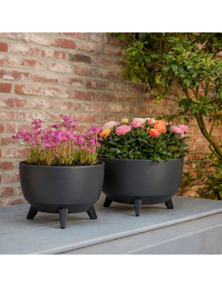 Pot de fleurs extérieur rond anthracite 40 cm Fiesole