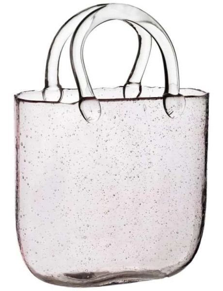 Vase sac à main verre rosé transparent 20x8,5x27 cm Empoli