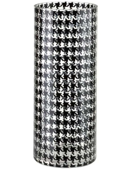 Vase cylindrique verre pied-de-poule 12x12x30 cm Biella