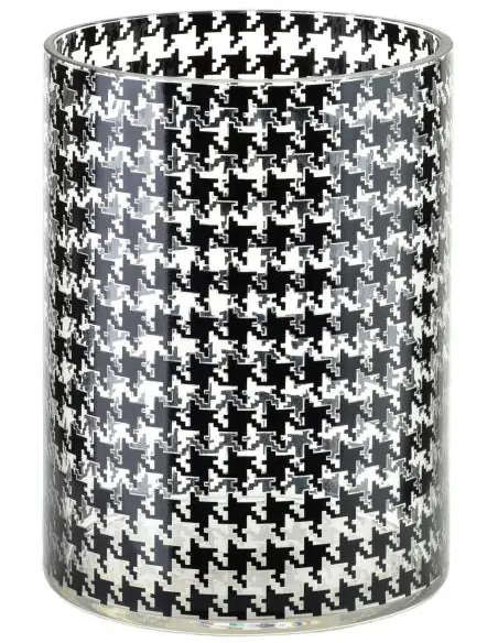 Vase cylindrique verre pied-de-poule noir blanc 15x15x20 cm Biella
