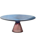 Présentoir à gâteau sur pied verre bleu rose 26x10 cm Lauscha