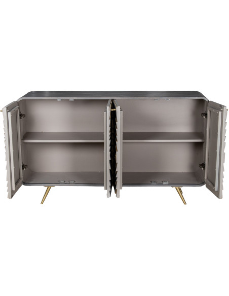 Buffet 4 portes en bois de manguier gris 149 cm Karaikudi