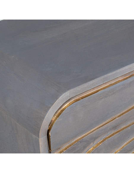 Buffet 4 portes en bois de manguier gris 149 cm Karaikudi